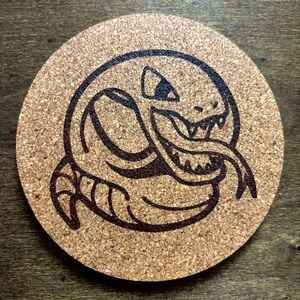 Pokemon Arbok Face Laser Engraved Cork Coaster